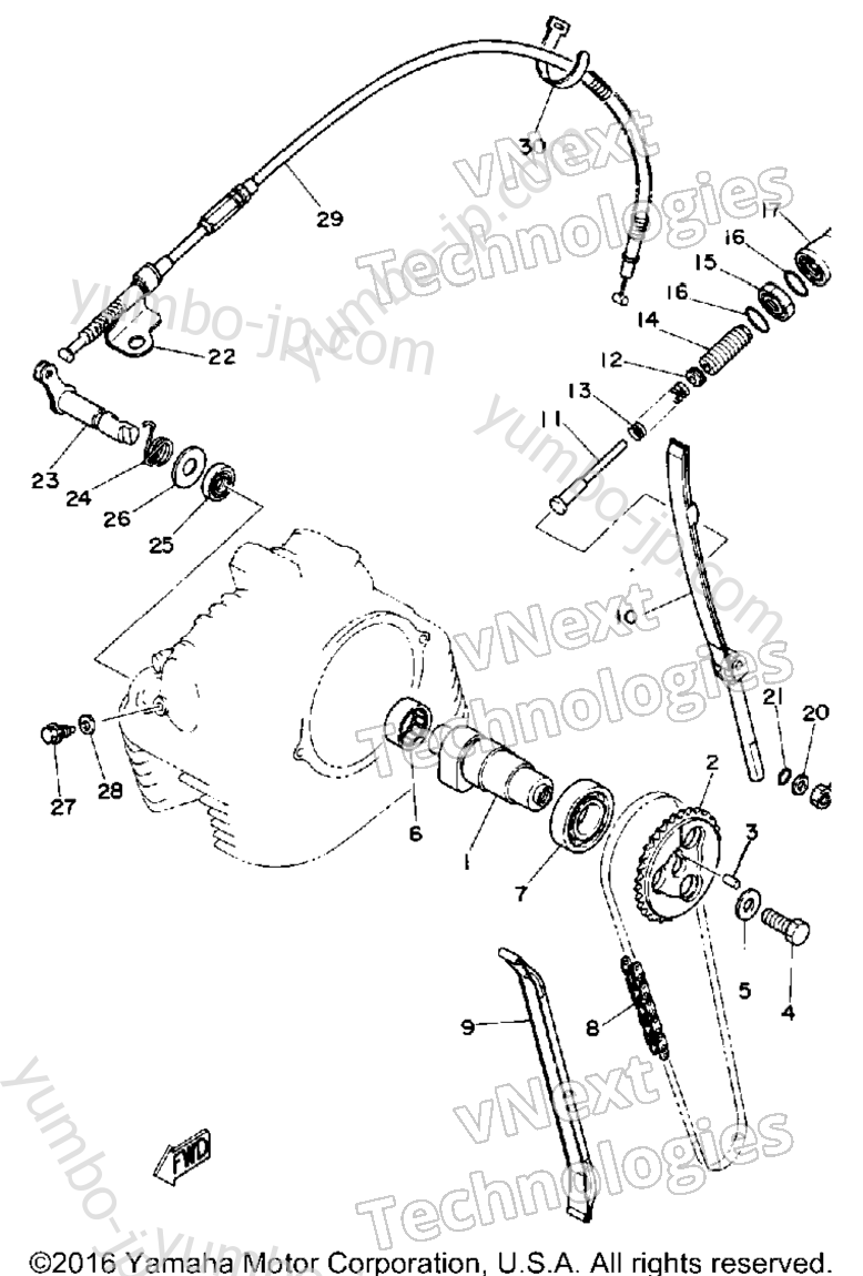 Camshaft Chain для мотоциклов YAMAHA XT250 (XT250G_198) 1980 г.