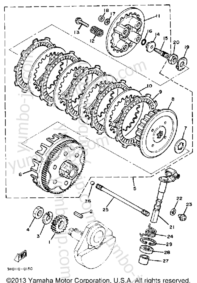 Устройство сцепления для мотоциклов YAMAHA SR185J 1982 г.