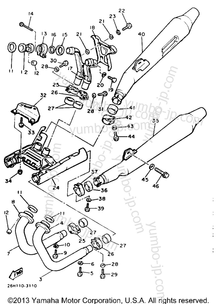 Exaust for motorcycles YAMAHA XVZ12DKC2 1984 year