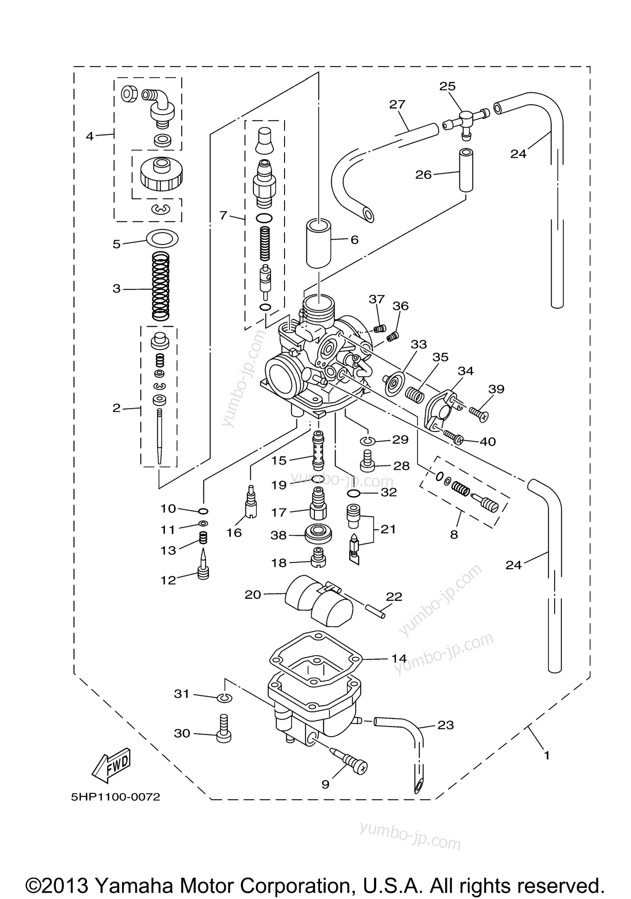 CARBURETOR for motorcycles YAMAHA TTR125 (TTR125R) 2003 year