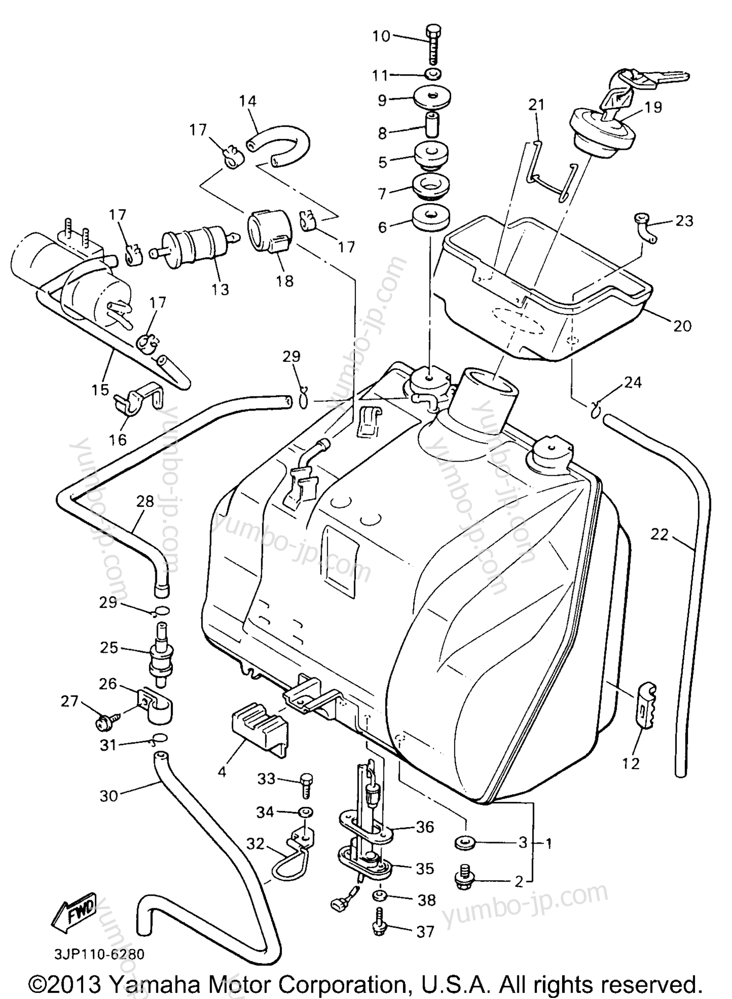 Fuel Tank Non California for motorcycles YAMAHA V-MAX 1200 (VMX12H) 1996 year