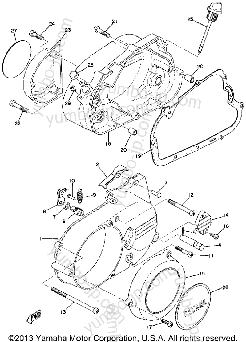 CRANKCASE COVER for motorcycles YAMAHA RD125B 1975 year