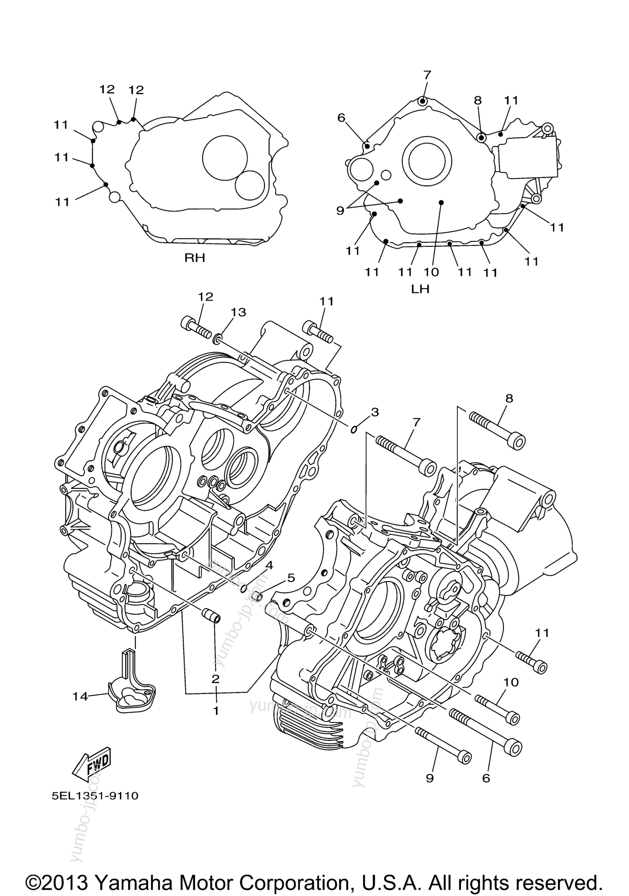 CRANKCASE for motorcycles YAMAHA V STAR 1100 CUSTOM (XVS11S) 2004 year