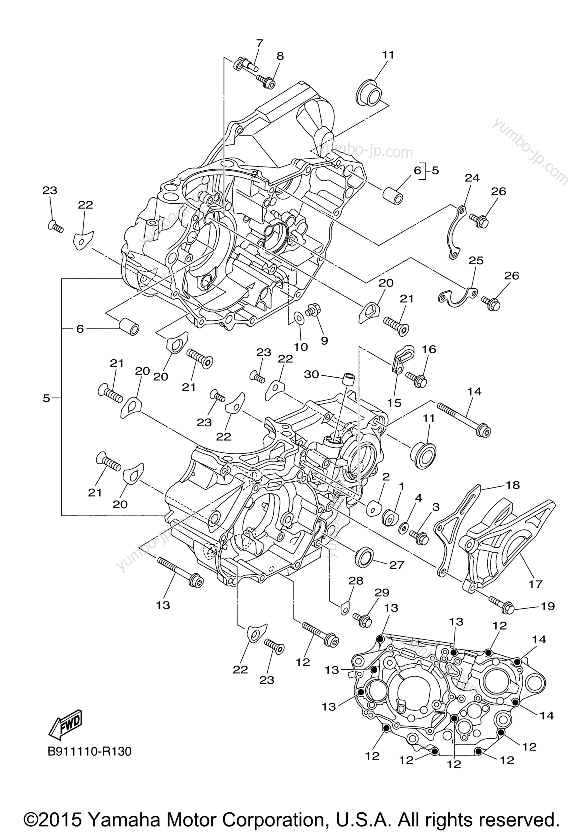 CRANKCASE for motorcycles YAMAHA YZ450FX (YZ450FXG) 2016 year