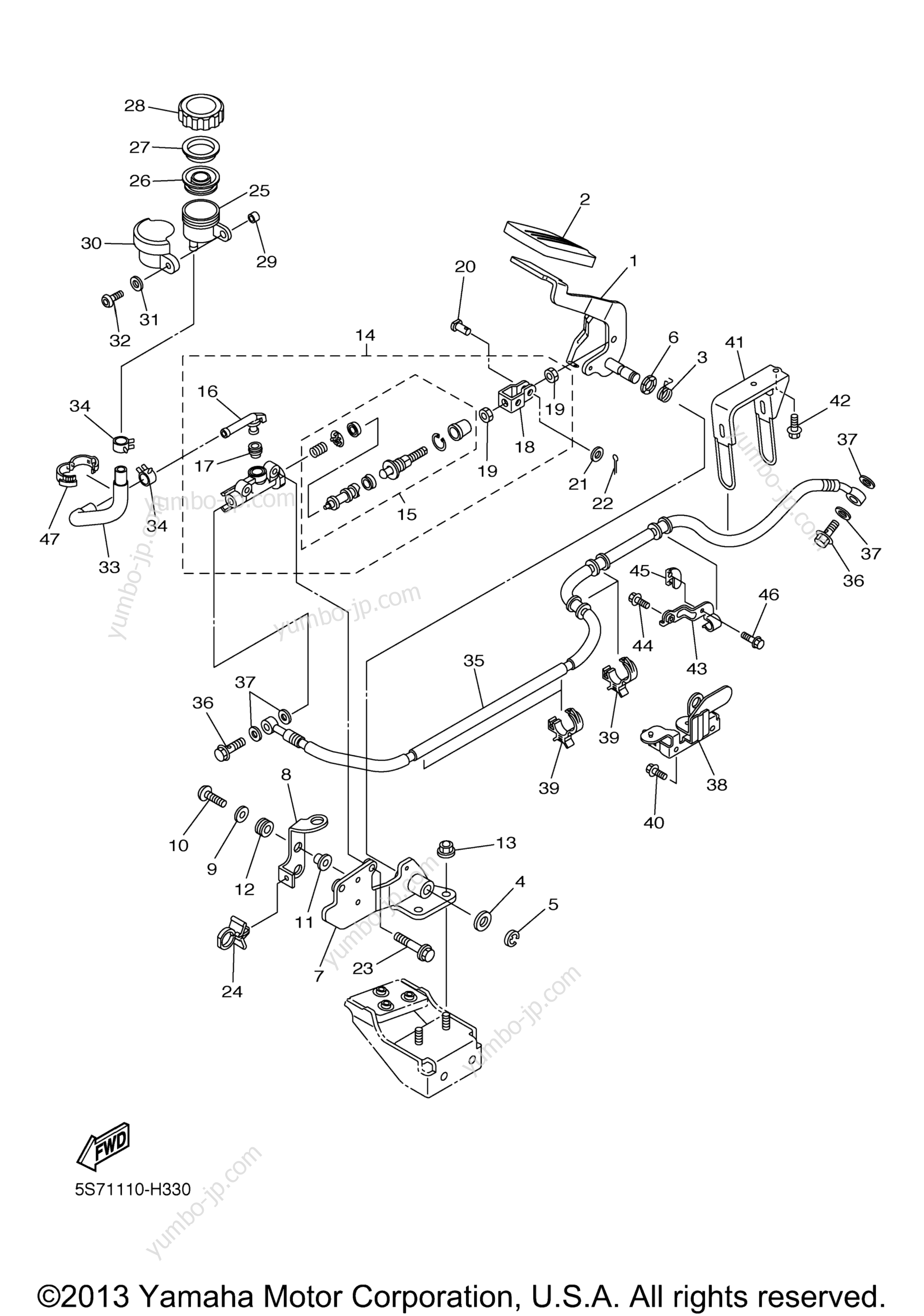 REAR MASTER CYLINDER для мотоциклов YAMAHA V STAR 950 (XVS95ER) 2014 г.