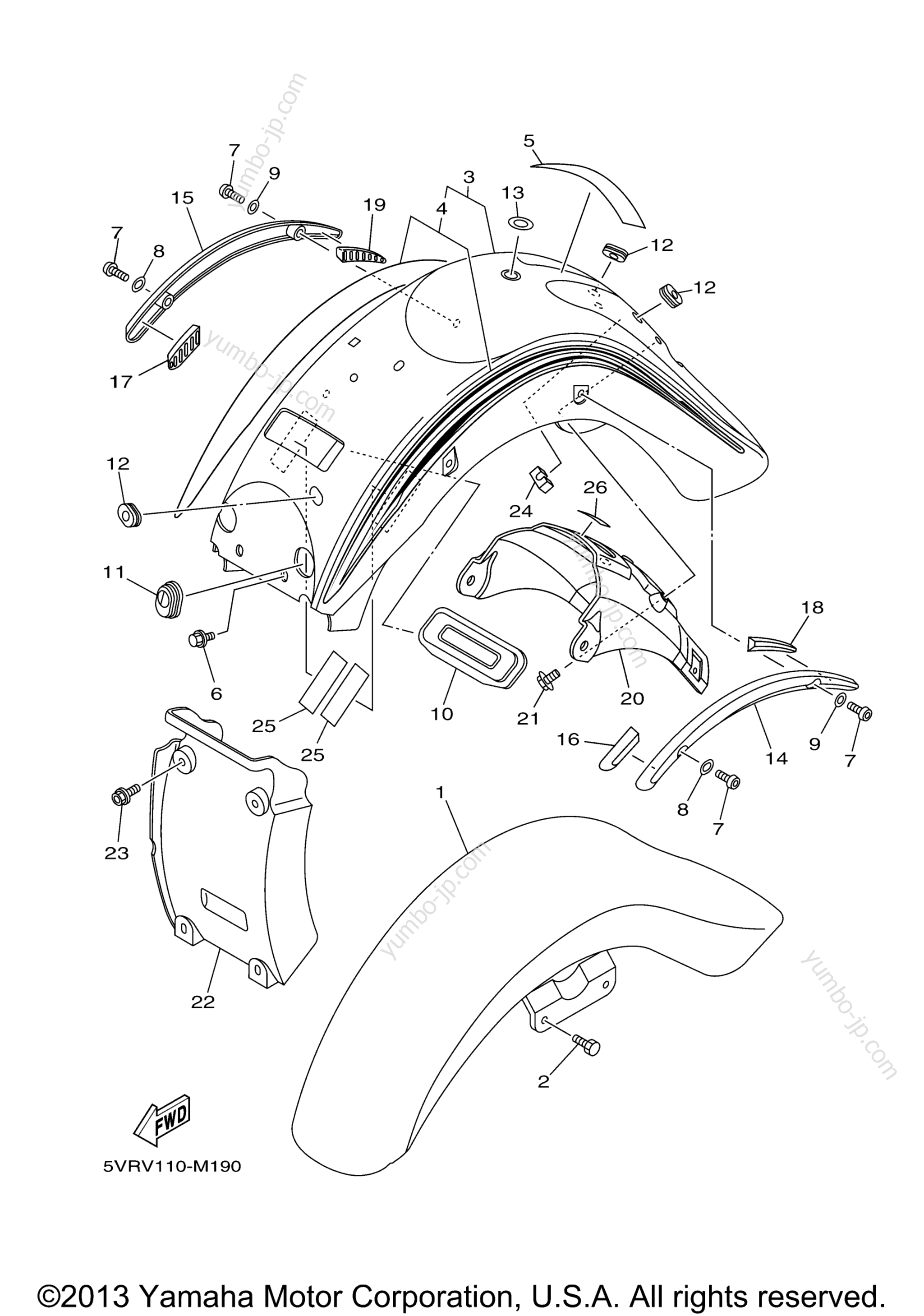 FENDER for motorcycles YAMAHA ROAD STAR S (XV17ASDCB) CA 2013 year