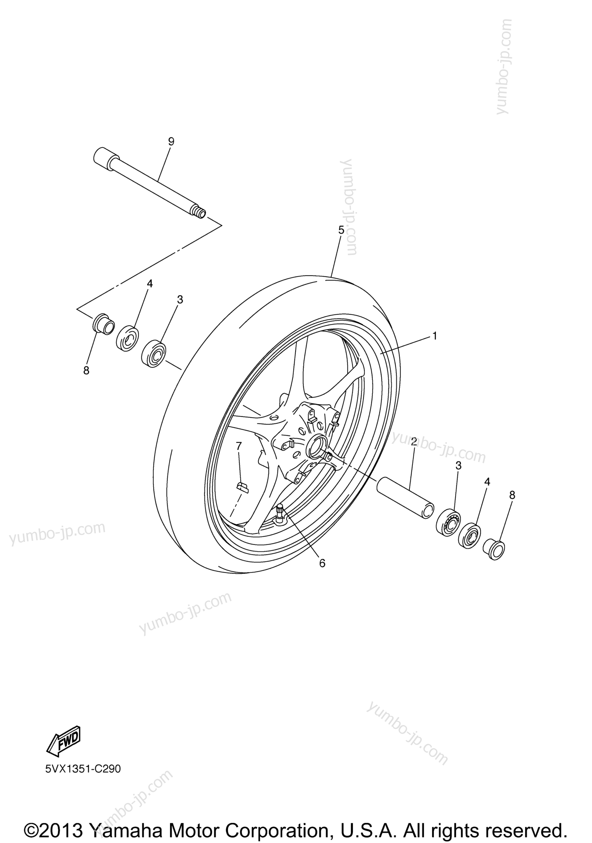 FRONT WHEEL for motorcycles YAMAHA FZ6 (FZS6YCL) CA 2009 year