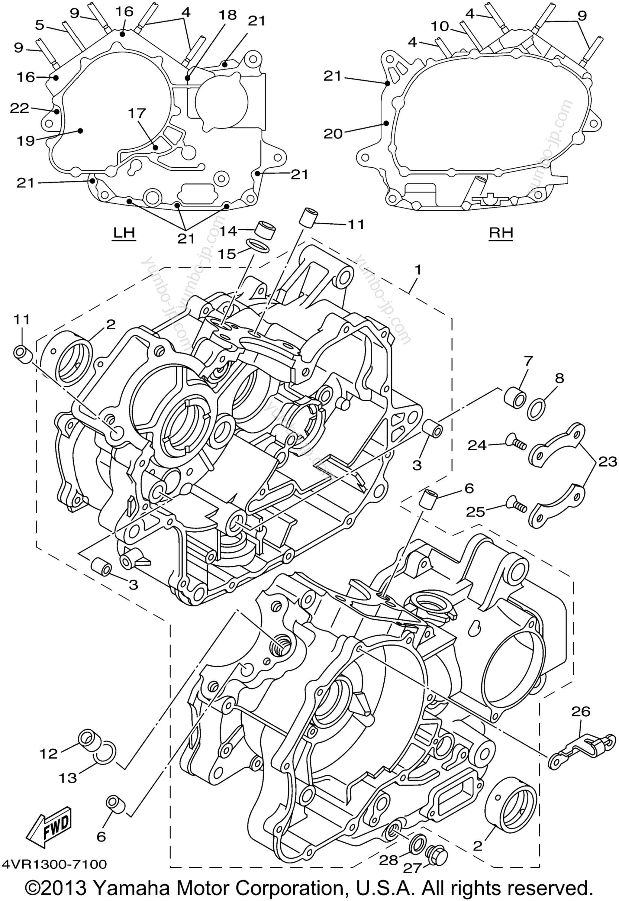 CRANKCASE for motorcycles YAMAHA V-STAR CUSTOM (XVS650N) 2001 year