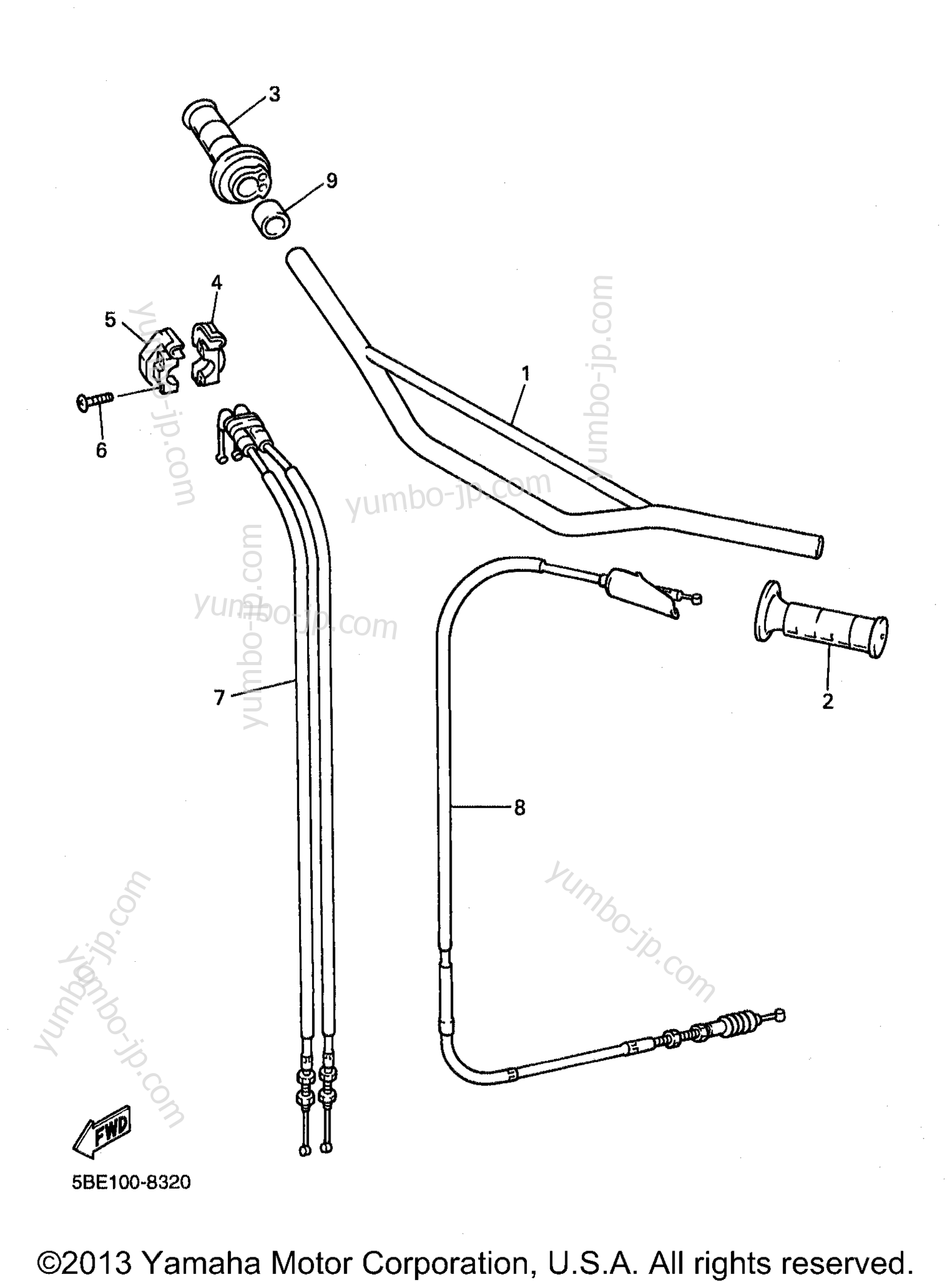 Steering Handle Cable for motorcycles YAMAHA WR400F (WR400FK) 1998 year