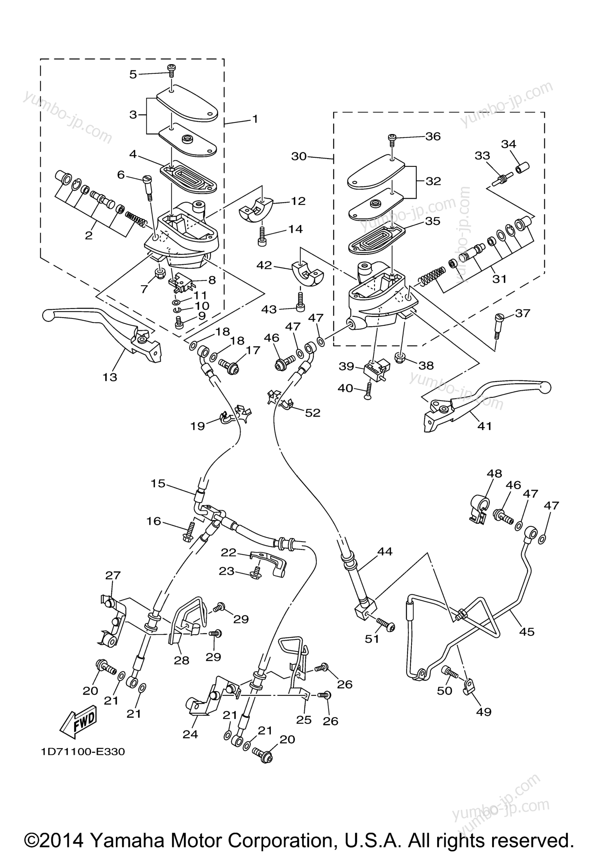 FRONT MASTER CYLINDER for motorcycles YAMAHA STRATOLINER MIDNIGHT (XV19CTMWC) CA 2007 year