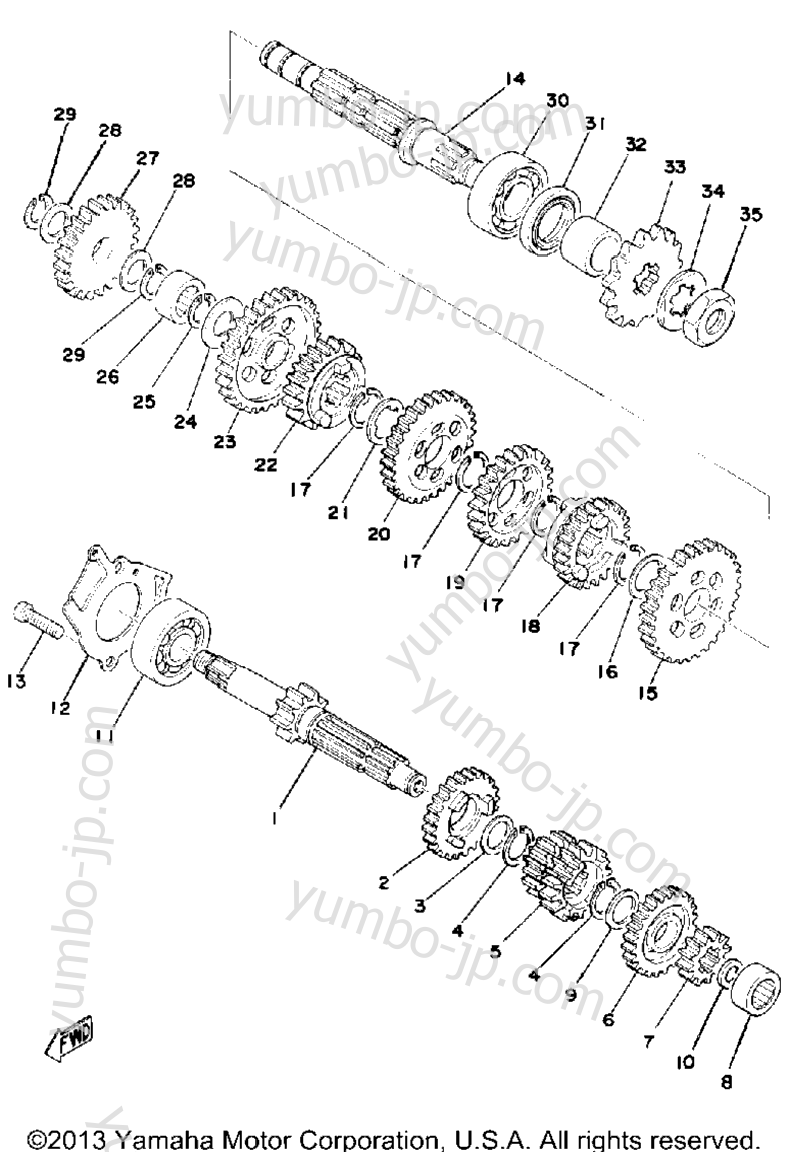 TRANSMISSION for motorcycles YAMAHA YZ175C 1976 year