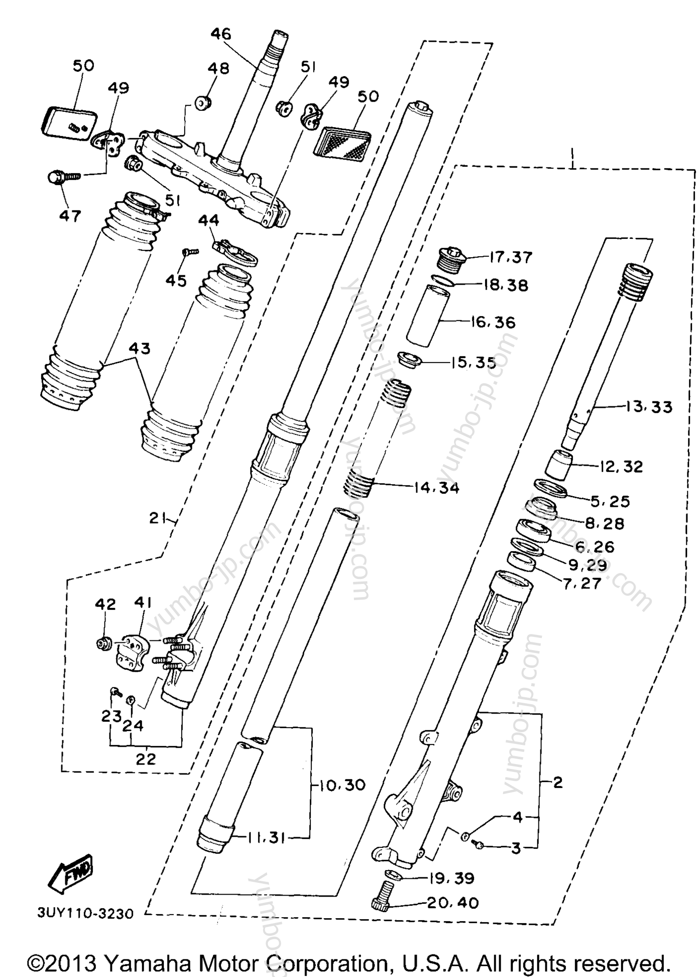 FRONT FORK для мотоциклов YAMAHA XT600EEC CA 1993 г.