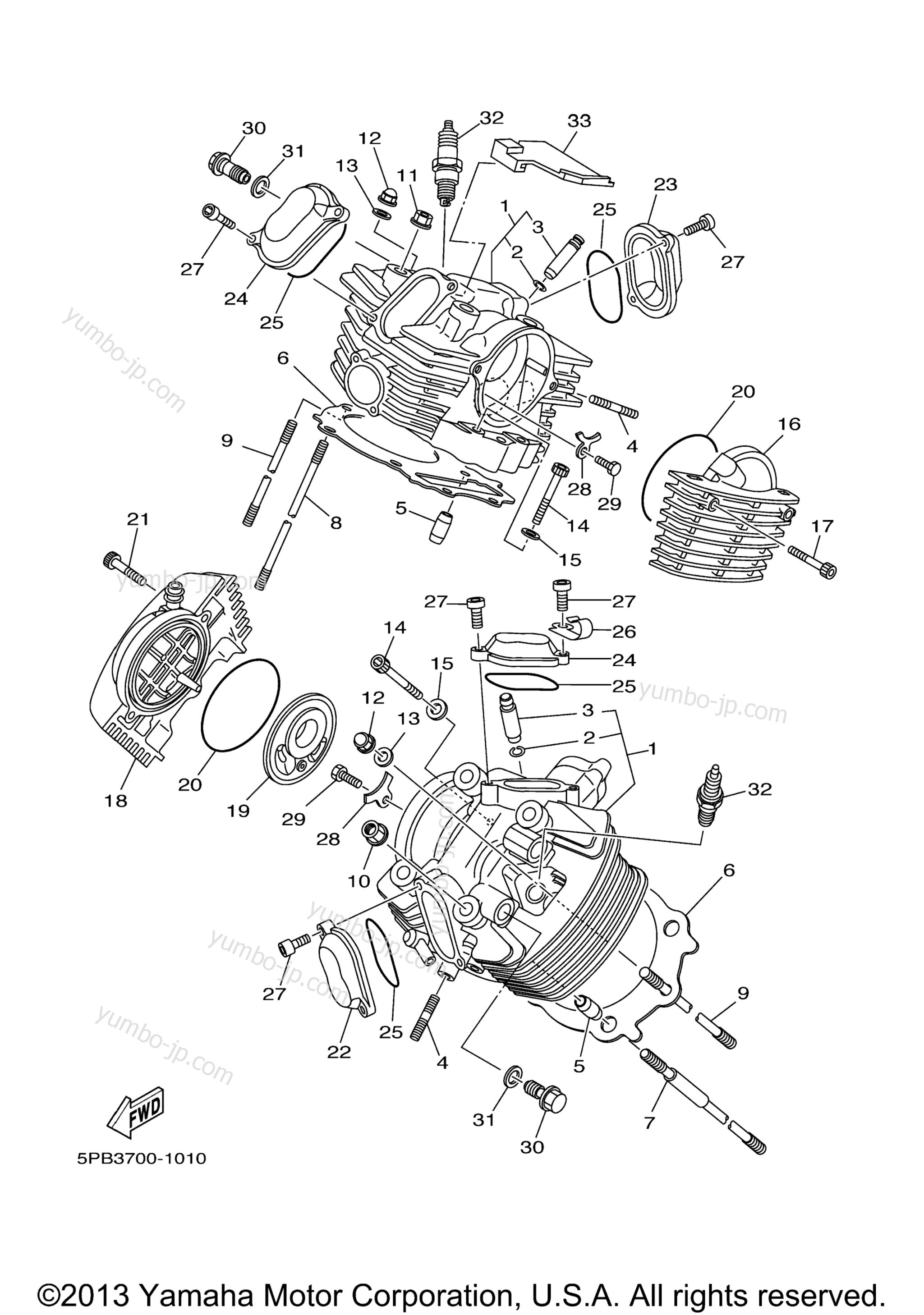 CYLINDER HEAD for motorcycles YAMAHA V STAR 1100 SILVERADO (XVS11ATSC) CA 2004 year