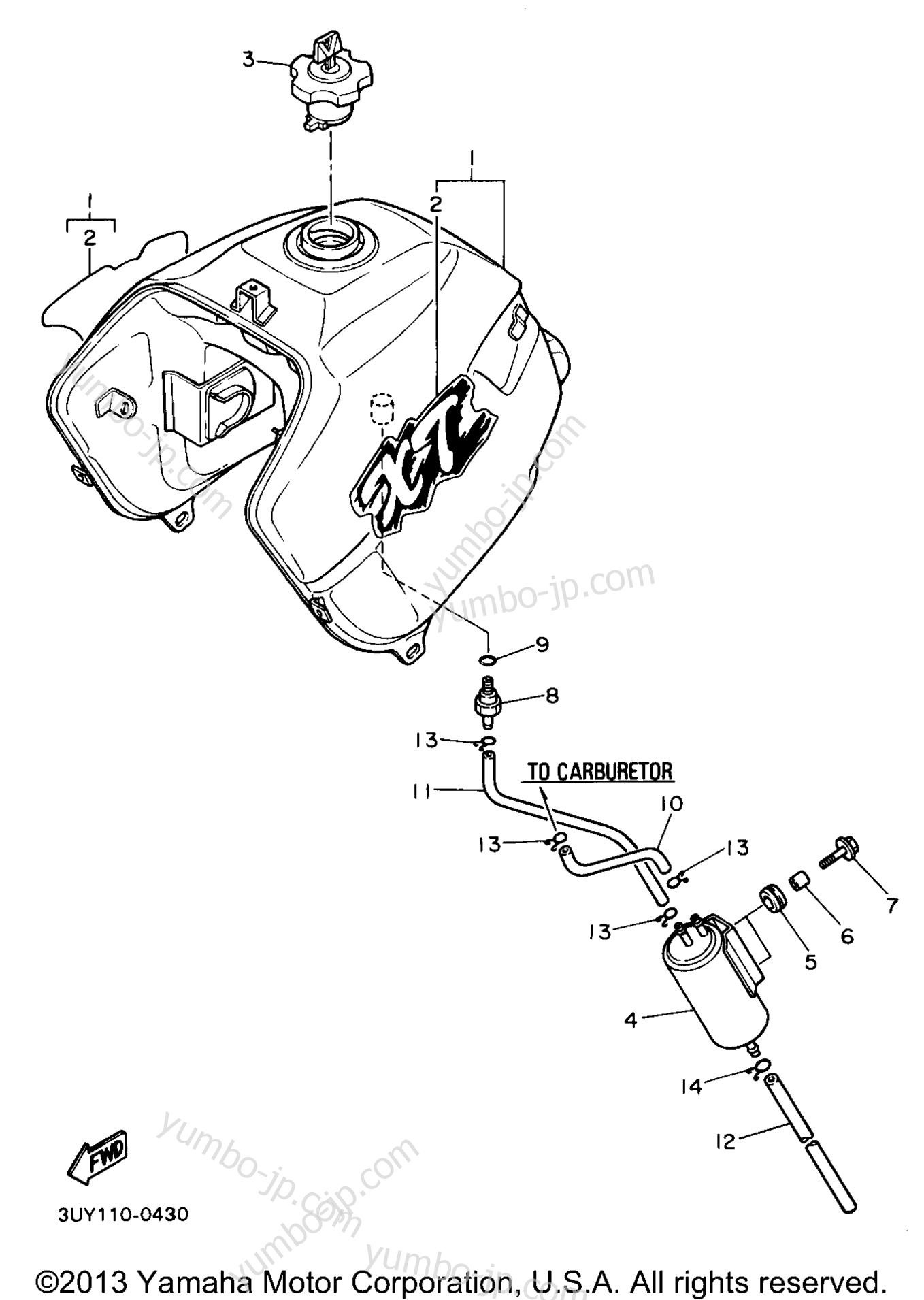 Fuel Tank California Model Only for motorcycles YAMAHA XT600EB 1991 year