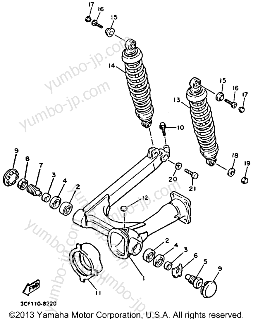 Swing Arm Rear Shocks for motorcycles YAMAHA VIRAGO 1100 (XV1100DC) CA 1992 year