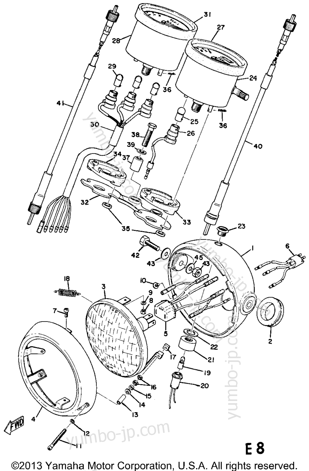 Head Lamp, Speedometer & Tachometer (At1c) для мотоциклов YAMAHA AT1C 1971 г.