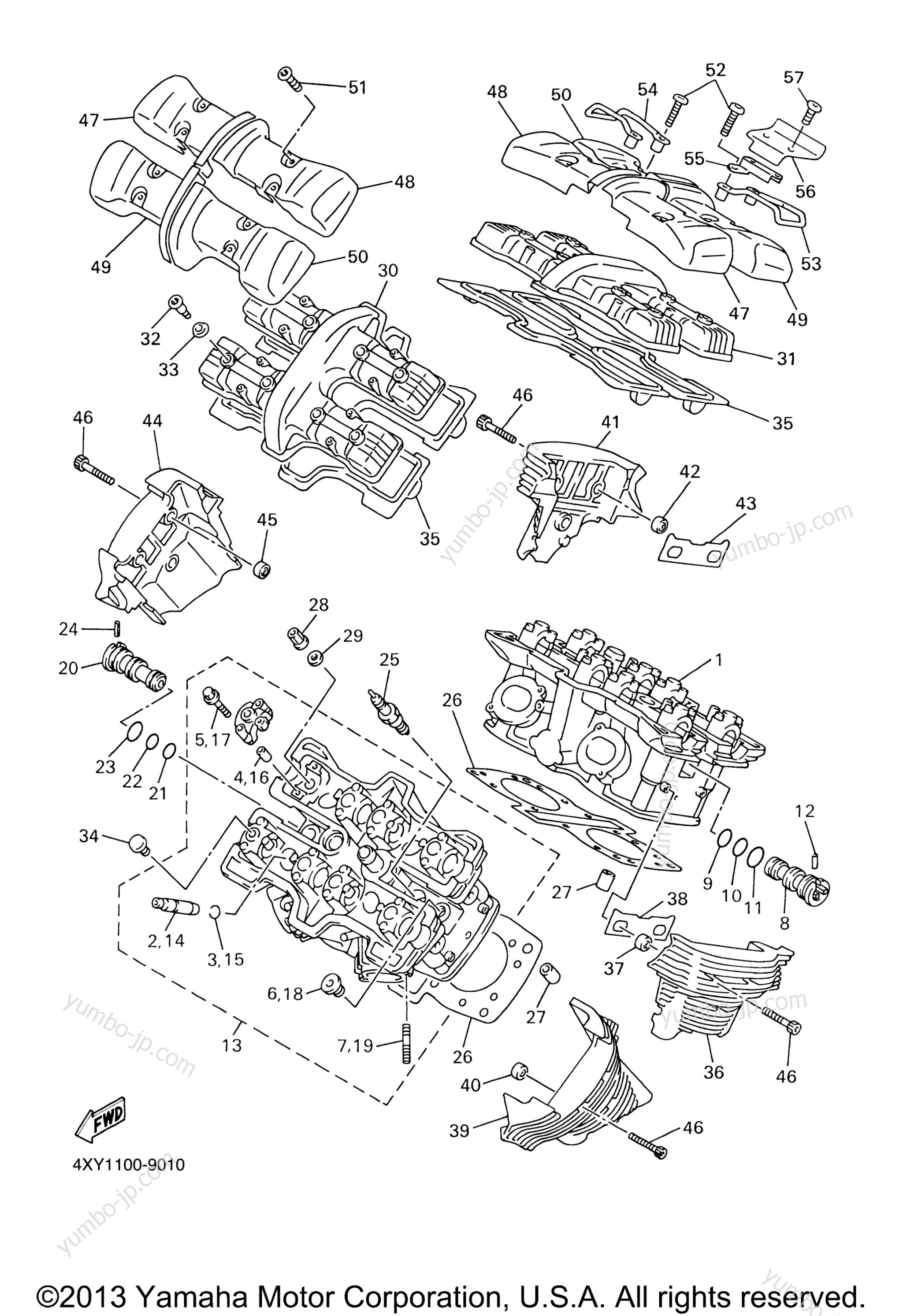 CYLINDER HEAD for motorcycles YAMAHA ROYAL STAR VENTURE (XVZ13TFTC) CA 2005 year