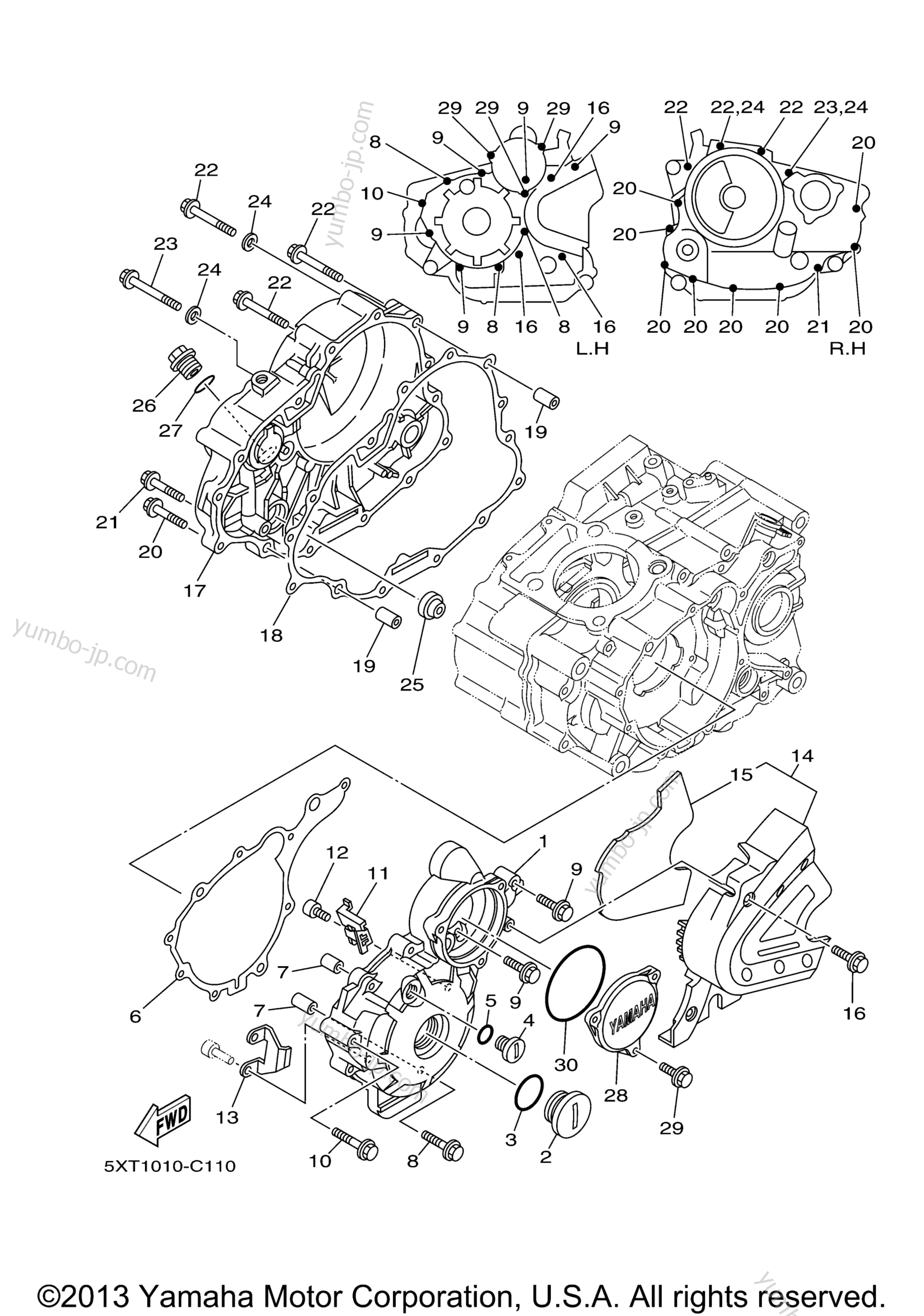 Crankcase Cover 1 for motorcycles YAMAHA XT250 (XT250A) 2011 year