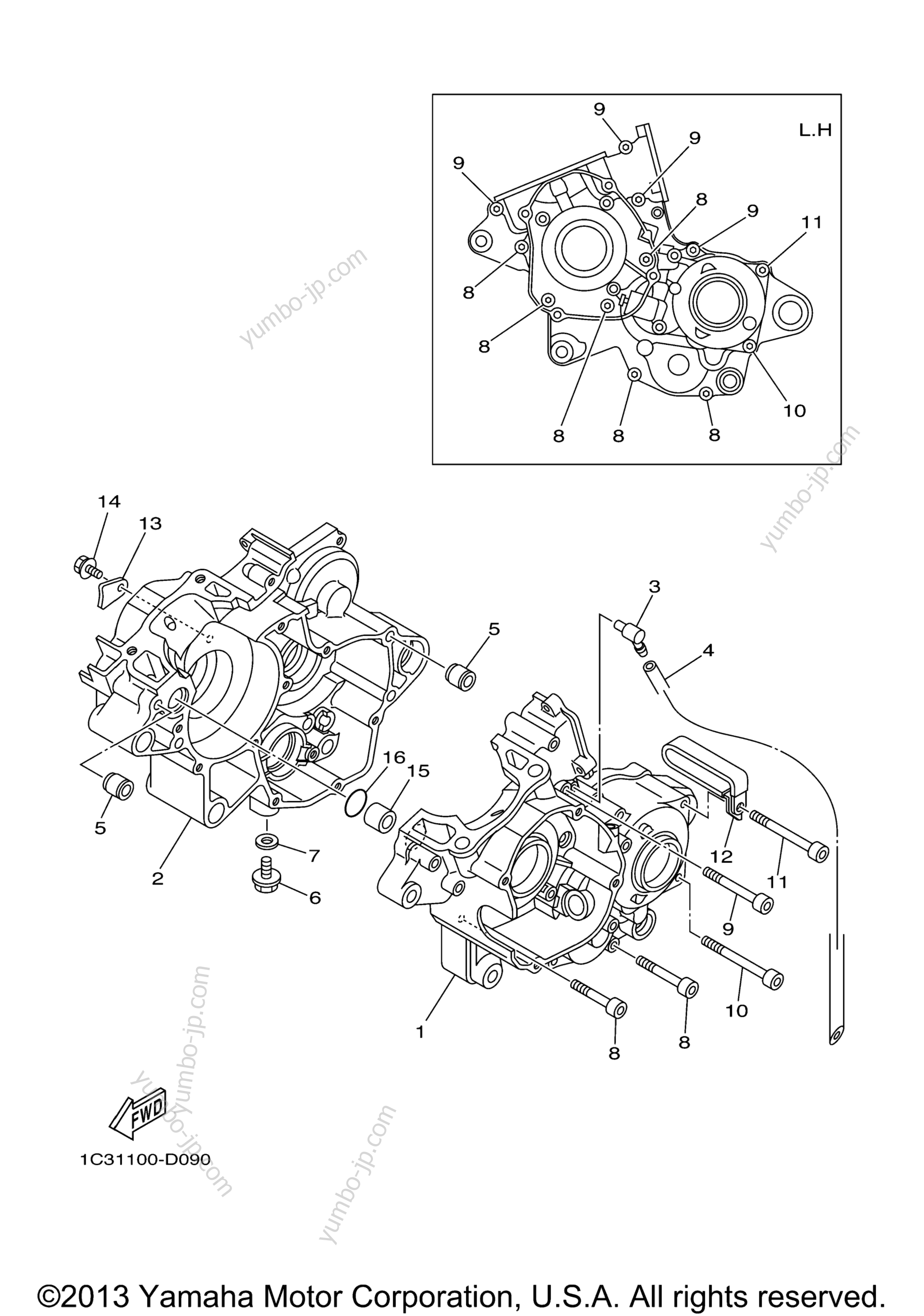 CRANKCASE for motorcycles YAMAHA YZ125 (YZ125A1) 2011 year