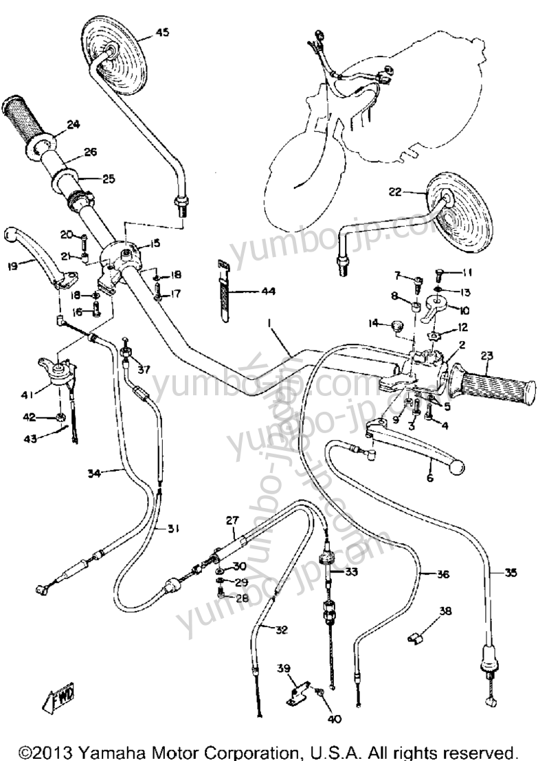 Handle - Wire для мотоциклов YAMAHA G7S 1972 г.