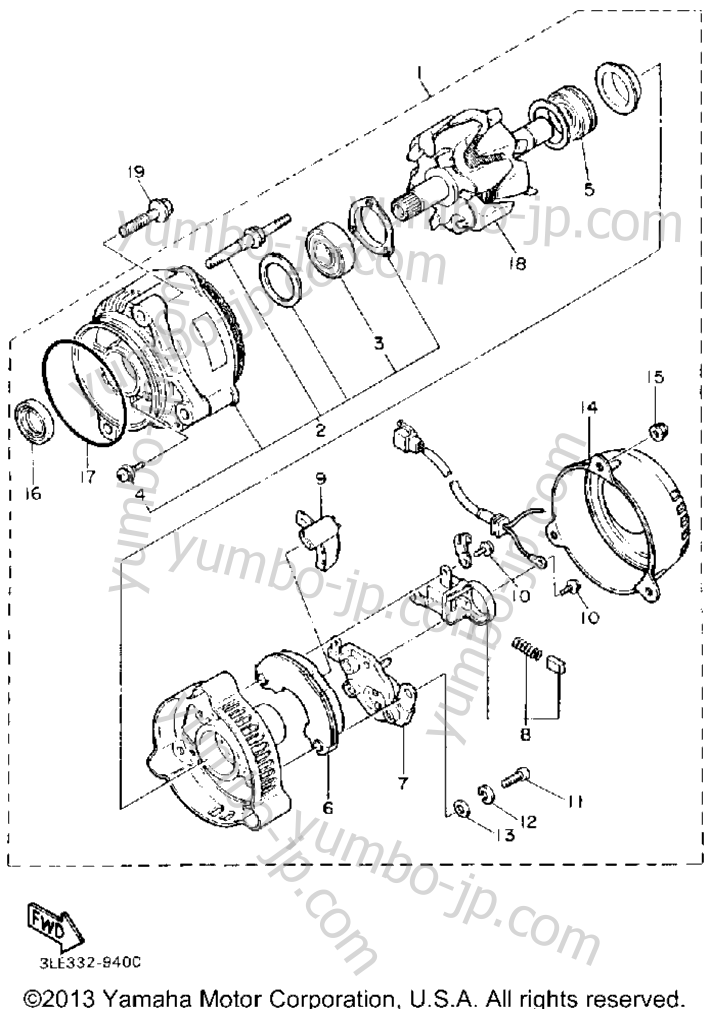 GENERATOR for motorcycles YAMAHA FJ1200A 1990 year