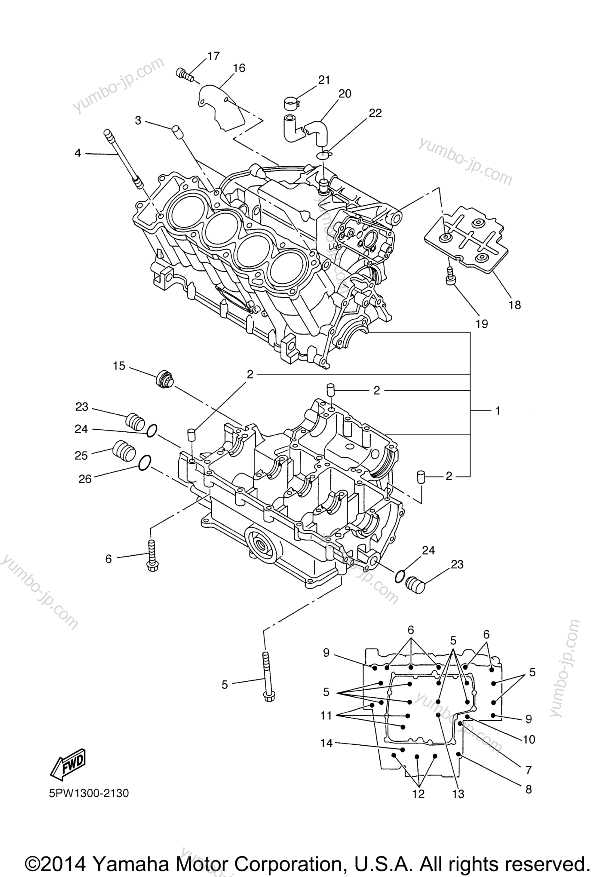 CRANKCASE for motorcycles YAMAHA YZF-R1 (YZFR1P) 2002 year