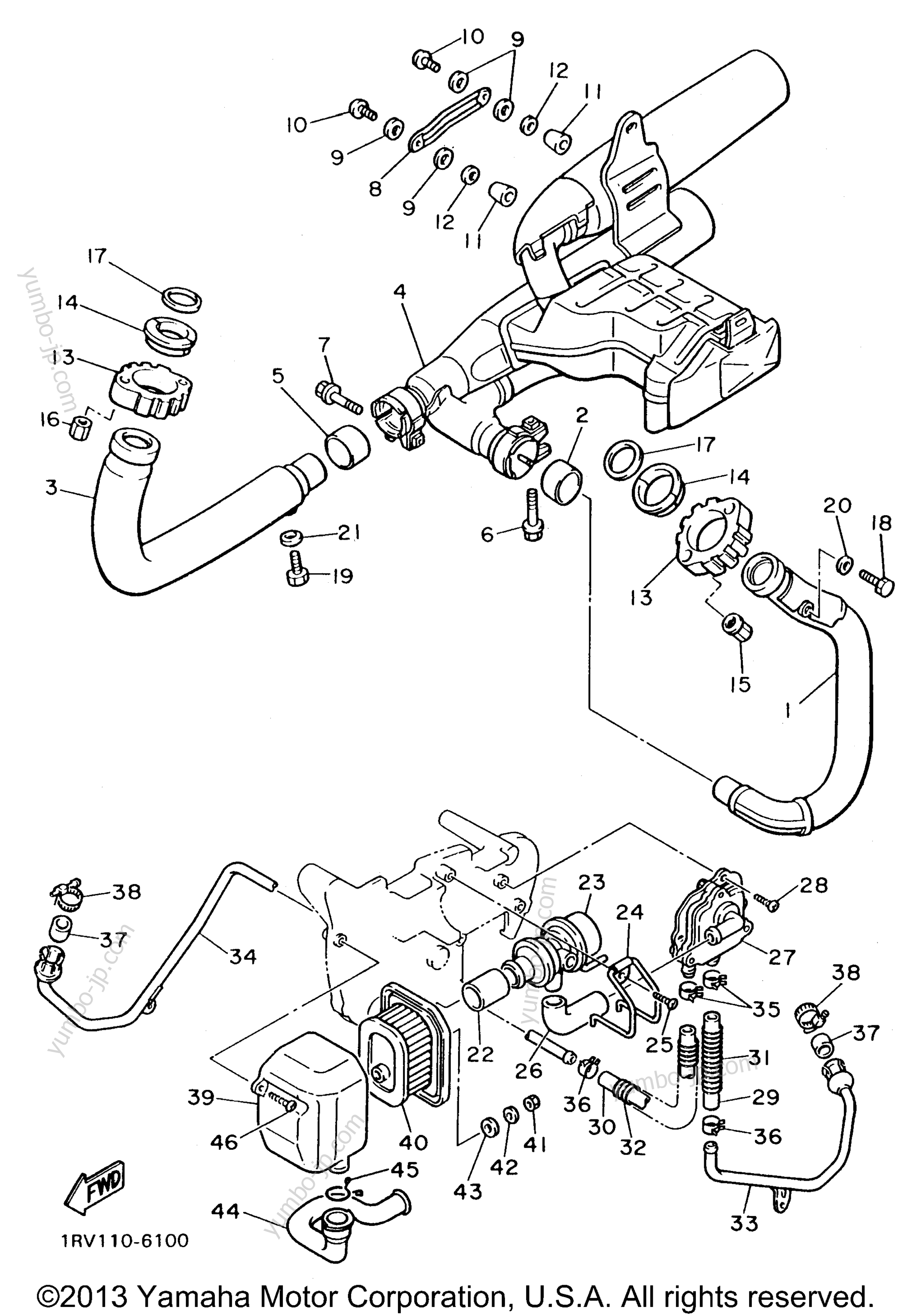 Exhaust for motorcycles YAMAHA VIRAGO 1100 (XV1100H) 1996 year