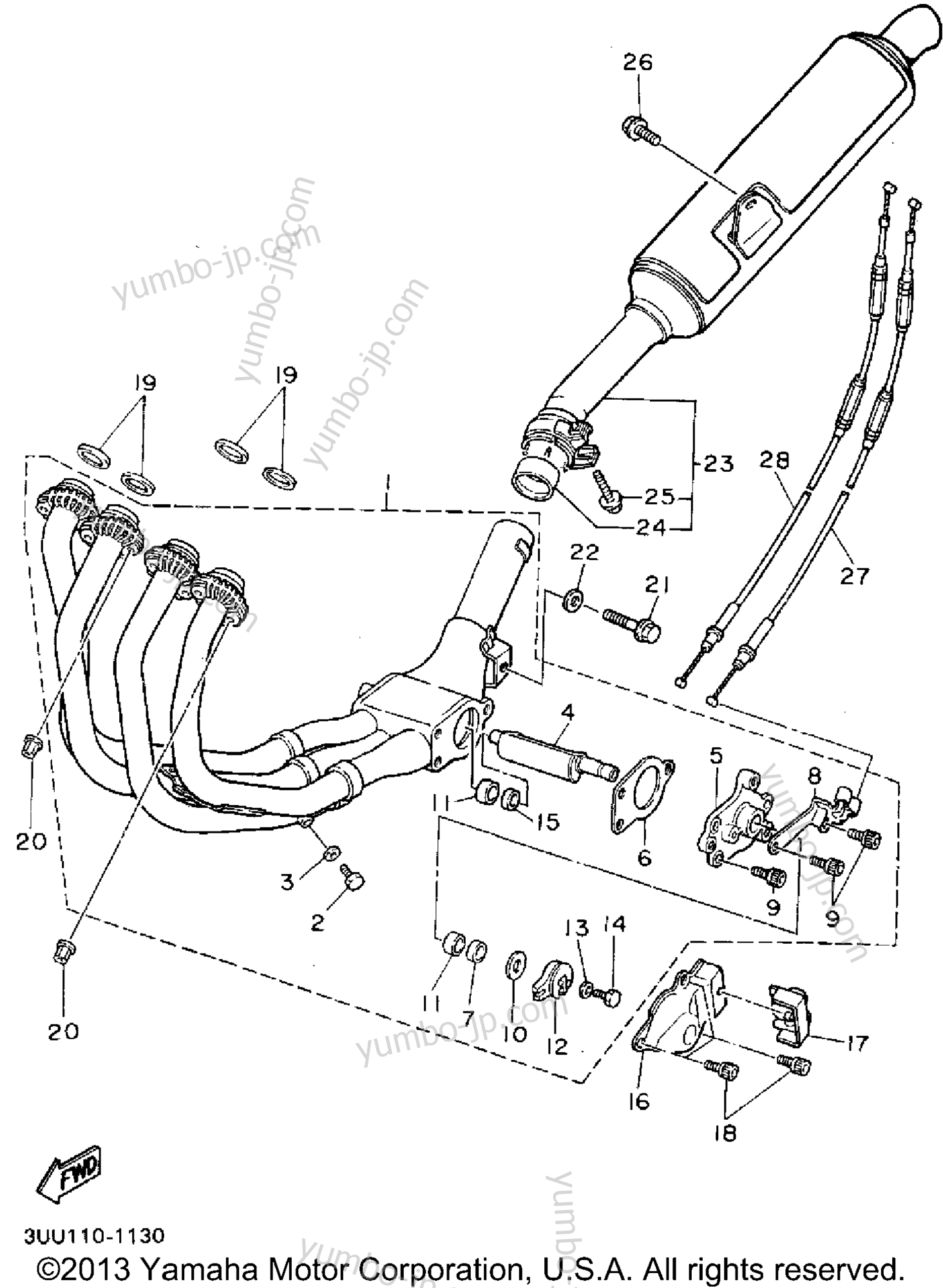 Exhaust for motorcycles YAMAHA FZR600RFC 1994 year