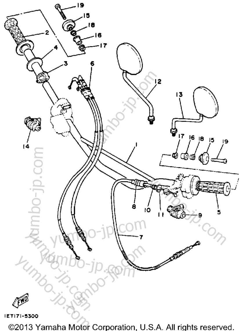 Handlebar - Cable для мотоциклов YAMAHA XT350B 1991 г.