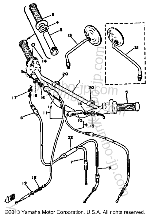 Steering Handle - Cable для мотоциклов YAMAHA DT100H 1981 г.