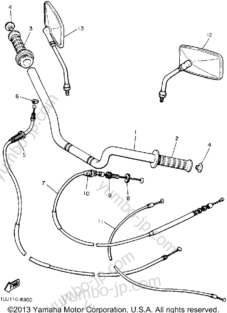 Handlebar Cable для мотоциклов YAMAHA RADIAN (YX600AC) CA 1990 г.