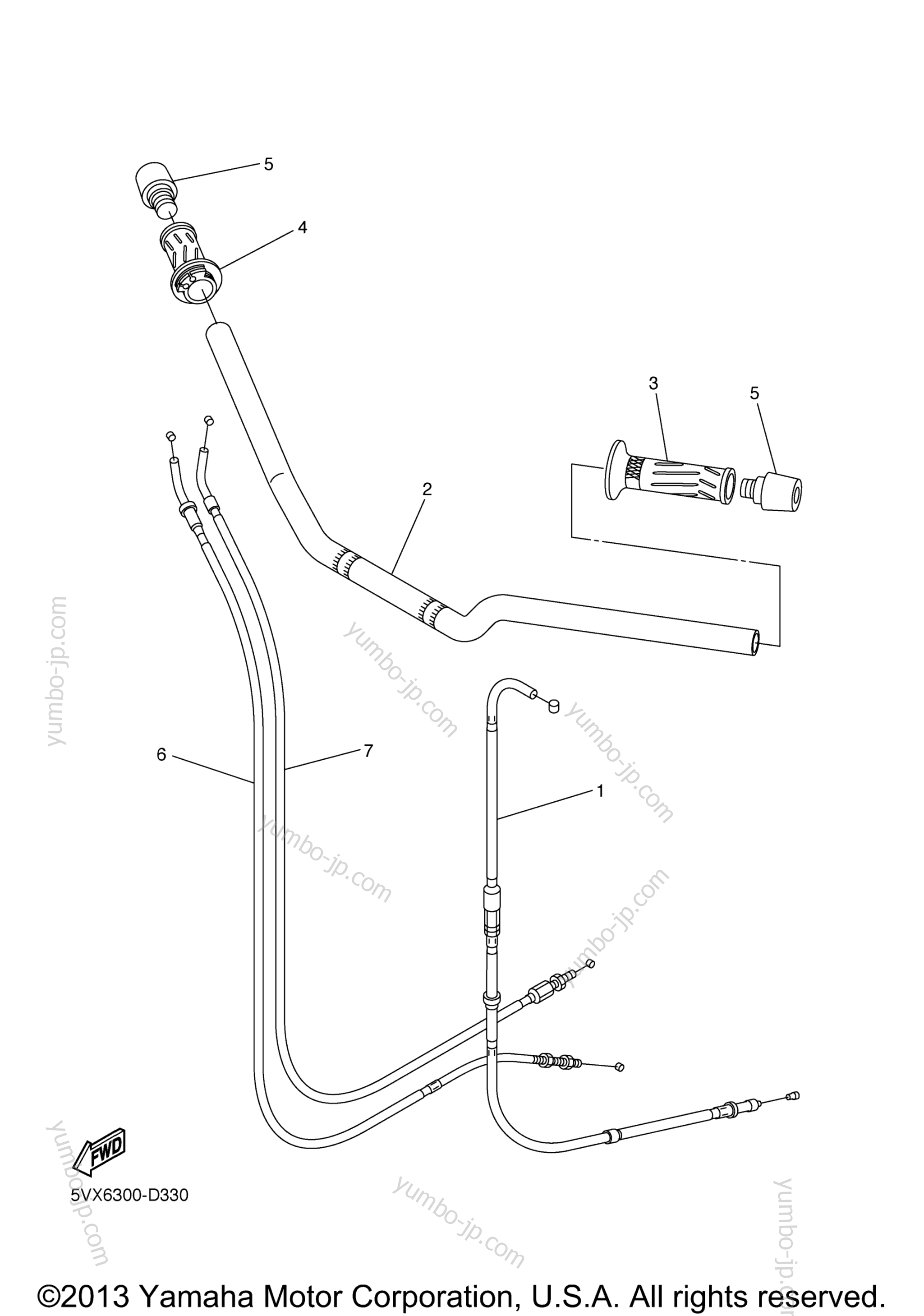 Steering Handle Cable for motorcycles YAMAHA FZ6 (FZS6XCB) CA 2008 year