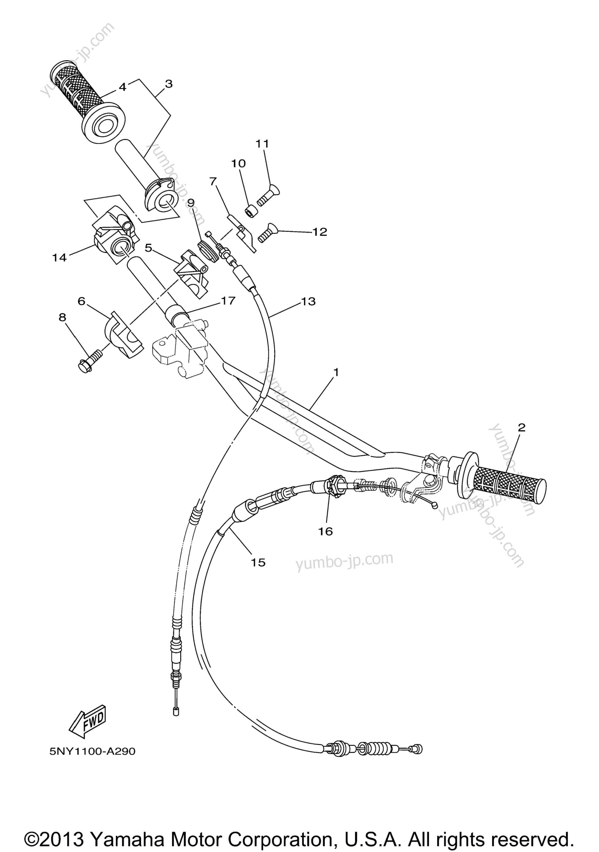 Steering Handle Cable для мотоциклов YAMAHA YZ125 (YZ125R) 2003 г.