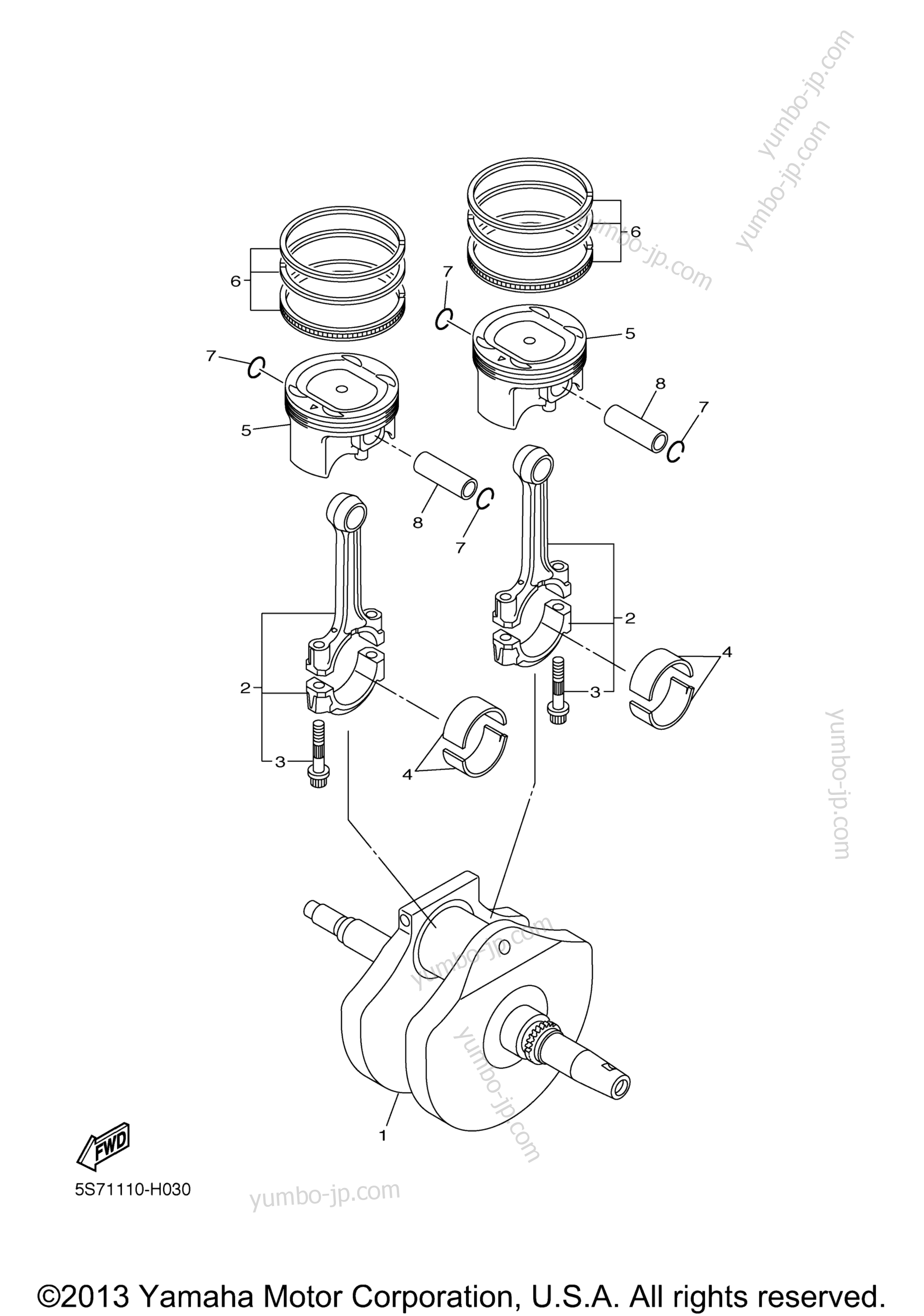 CRANKSHAFT PISTON for motorcycles YAMAHA V STAR 950 (XVS95DCW) CA 2013 year