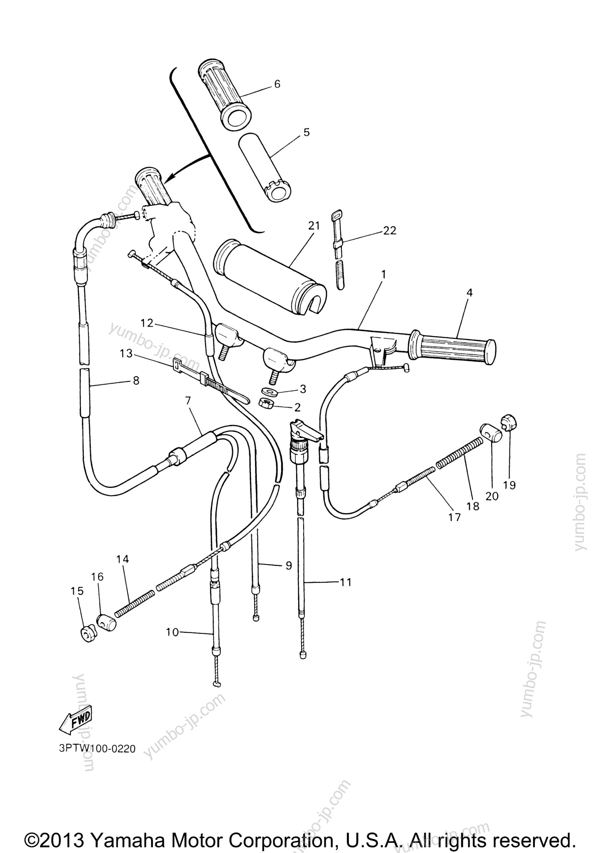 Steering Handle - Cable для мотоциклов YAMAHA YZINGER (PW50M1) 2000 г.