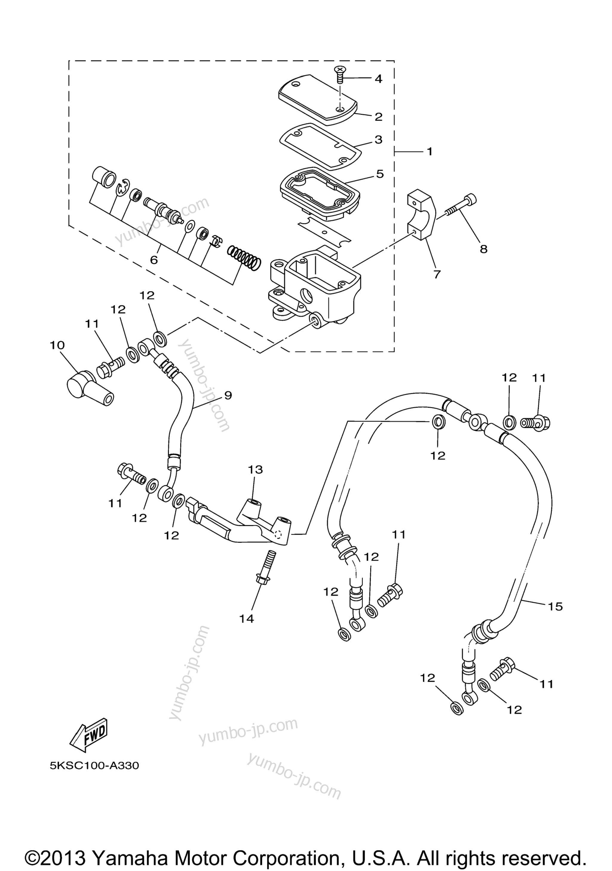 FRONT MASTER CYLINDER для мотоциклов YAMAHA V STAR 1100 SILVERADO (XVS11ATSC) CA 2004 г.