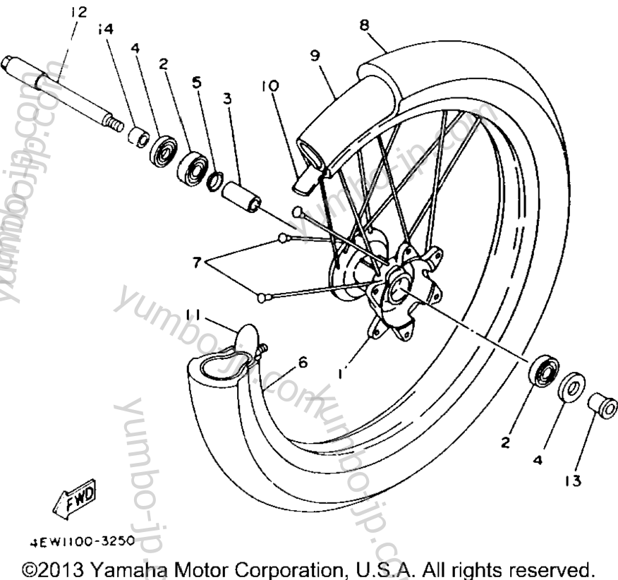 FRONT WHEEL для мотоциклов YAMAHA YZ125E 1993 г.