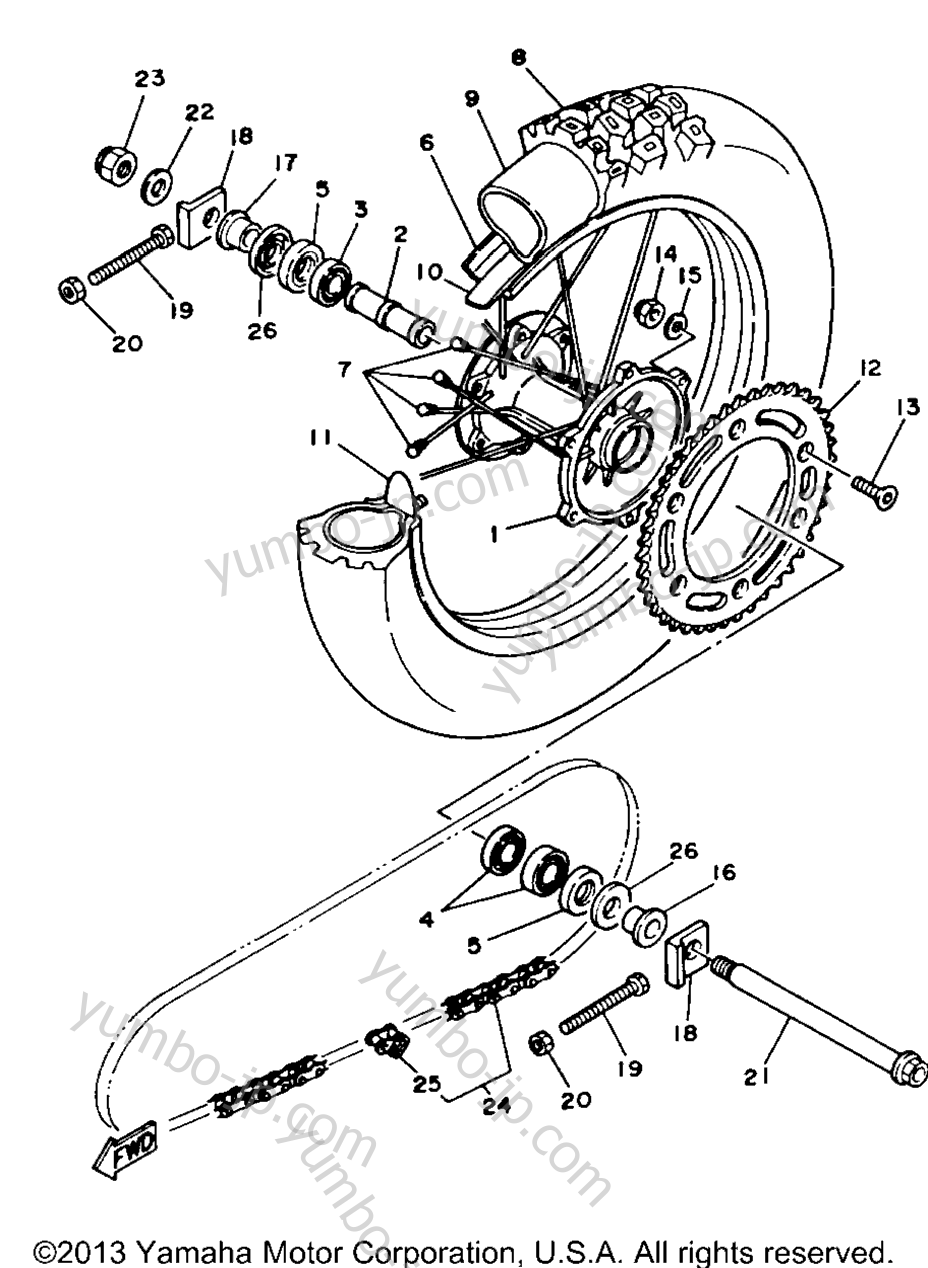 REAR WHEEL для мотоциклов YAMAHA YZ125W 1989 г.