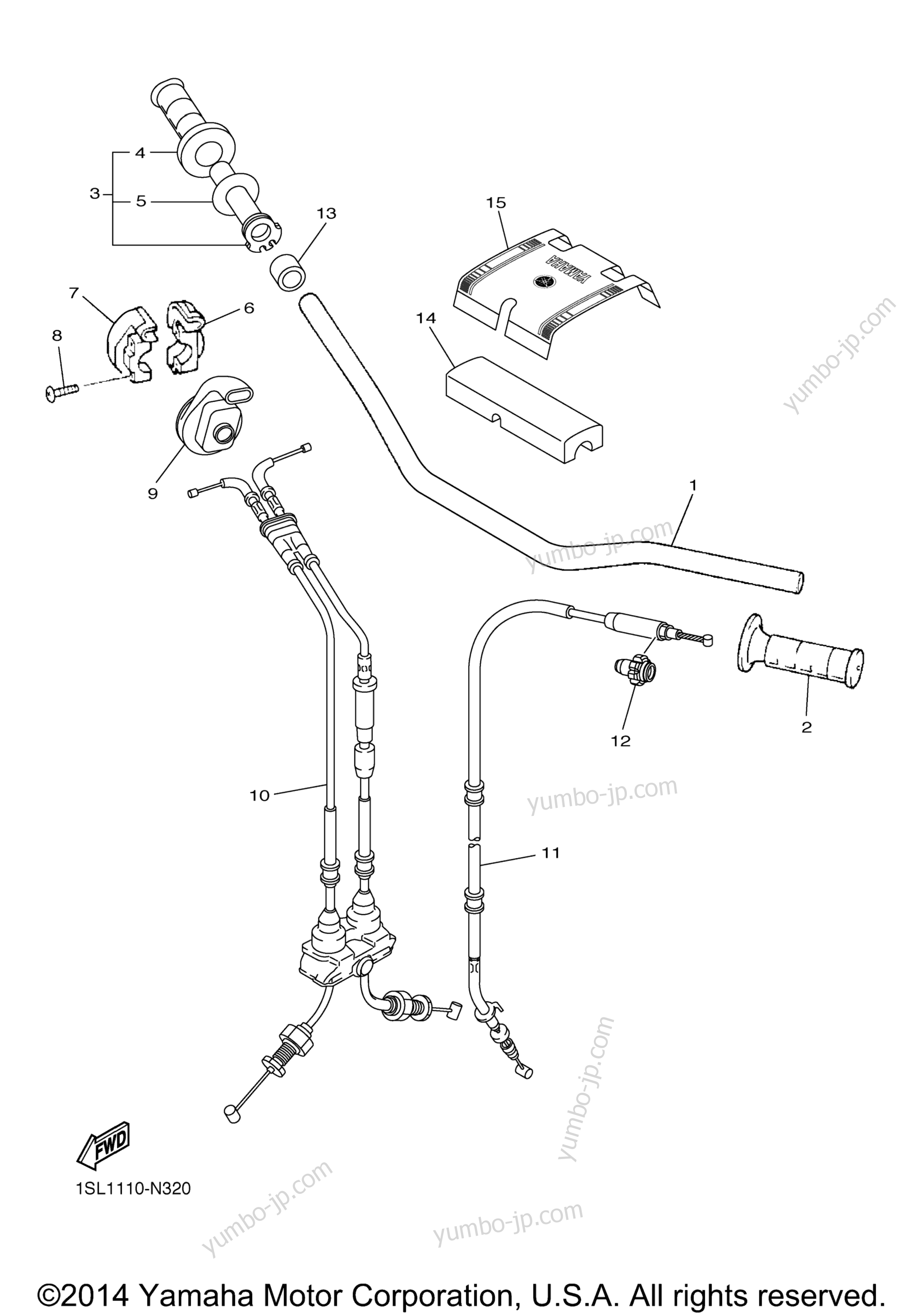 Steering Handle Cable для мотоциклов YAMAHA YZ450F (YZ450FFL) 2015 г.
