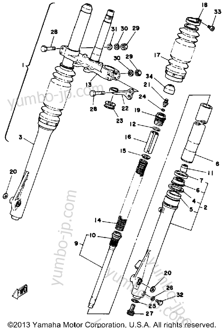 FRONT FORK for motorcycles YAMAHA IT425G 1980 year