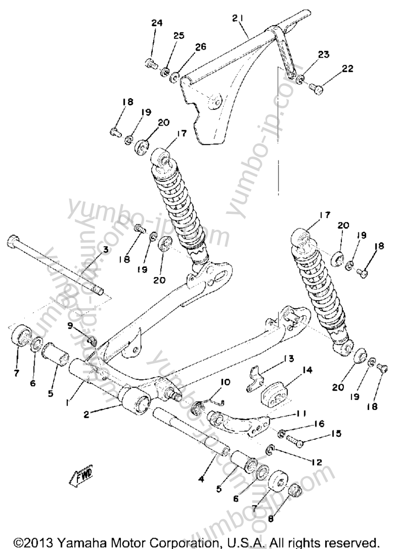 Rear Arm - Rear Cushion - Chain Case for motorcycles YAMAHA TY175C 1976 year