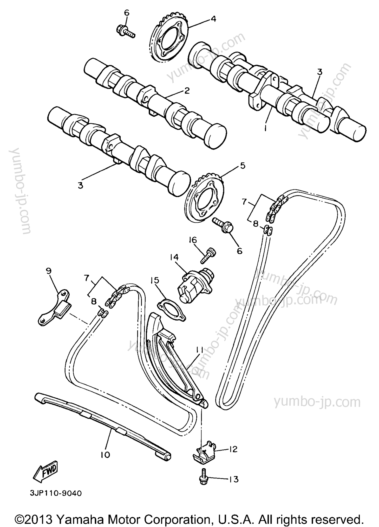 Camshaft Chain for motorcycles YAMAHA V-MAX 1200 (VMX12KC) CA 1998 year