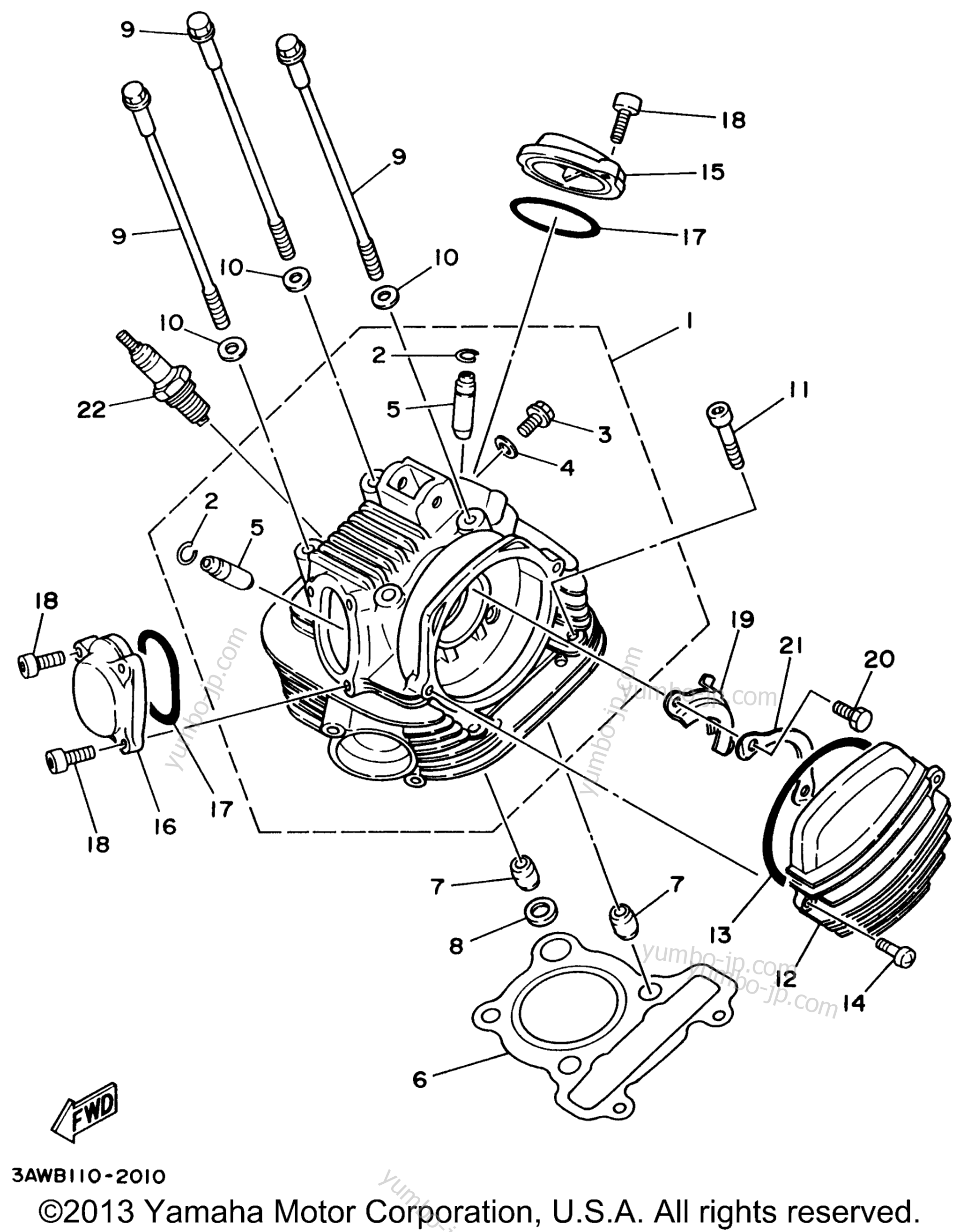 CYLINDER HEAD for motorcycles YAMAHA TW200HC CA 1996 year