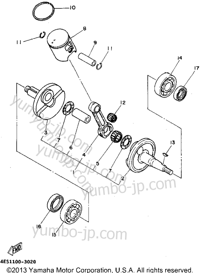 Crankshaft - Piston для мотоциклов YAMAHA YZ80F1 1994 г.