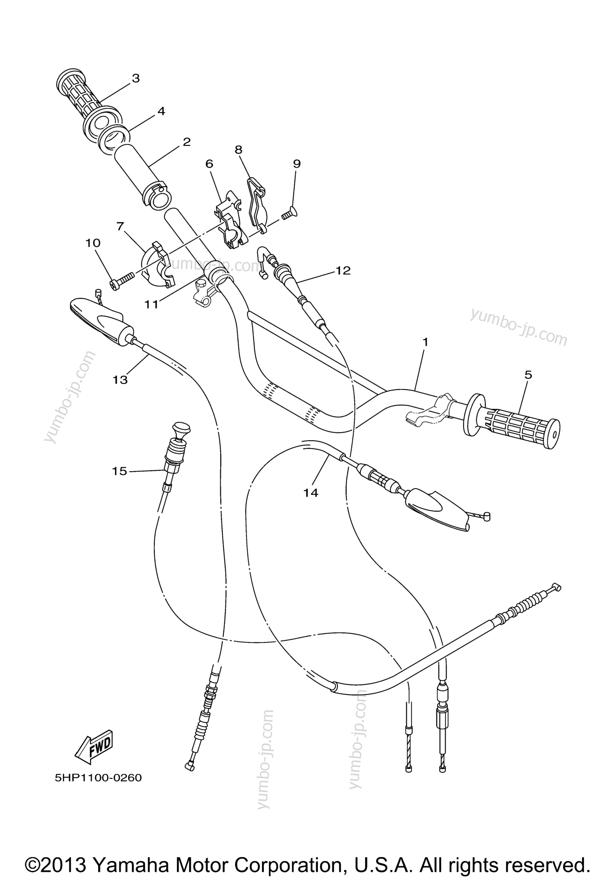 Steering Handle Cable для мотоциклов YAMAHA TTR125LE (TTR125LER) 2003 г.