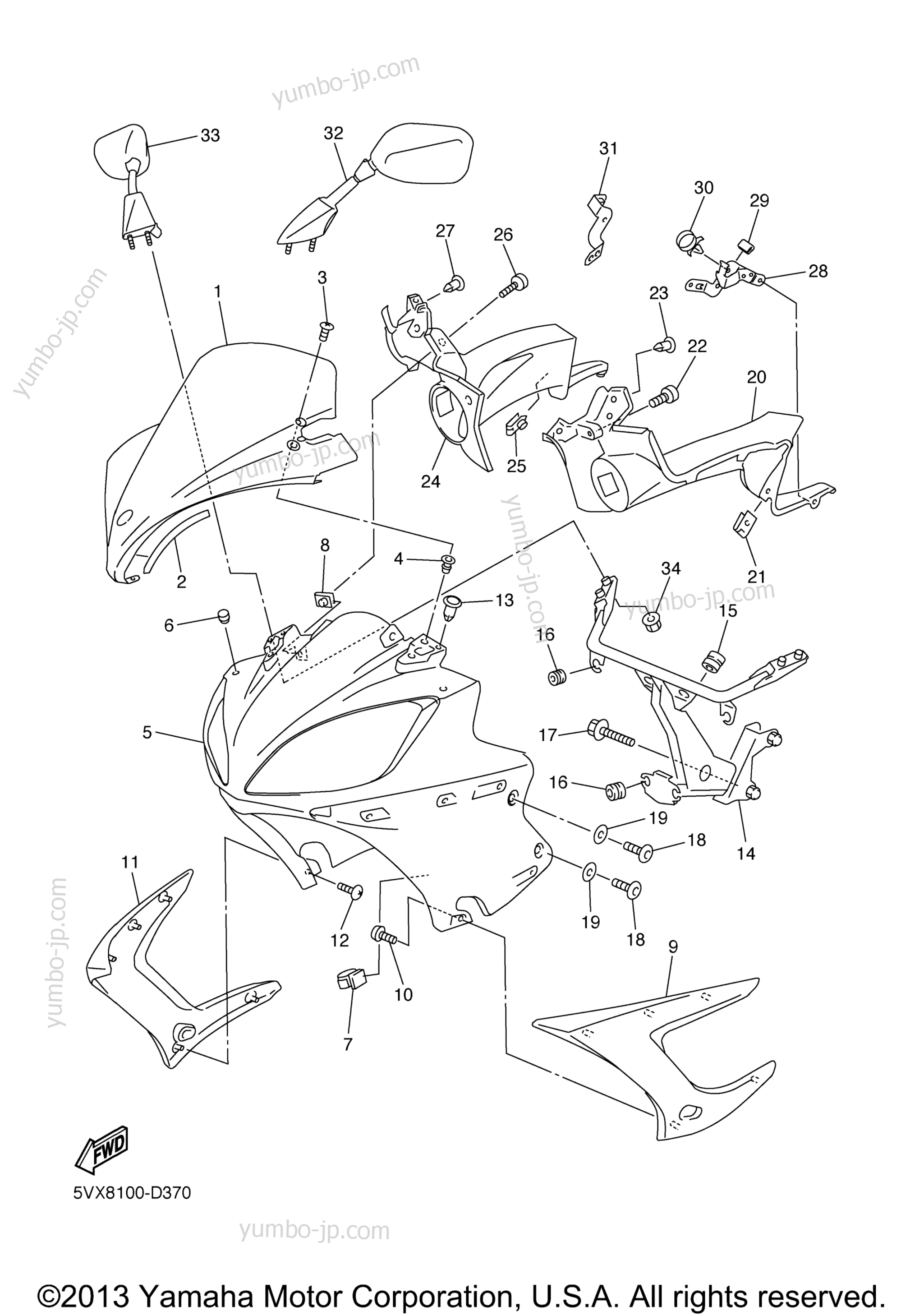 Cowling 1 for motorcycles YAMAHA FZ6 (FZS6T) 2005 year