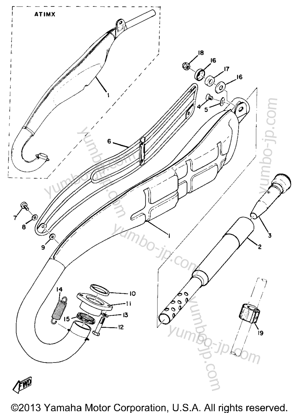 Exhaust for motorcycles YAMAHA AT1C 1971 year