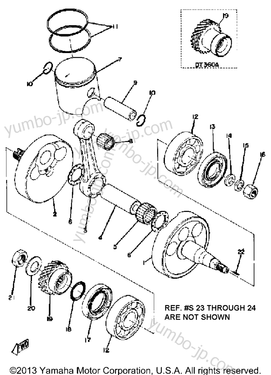 CRANKSHAFT PISTON for motorcycles YAMAHA DT360A 1974 year