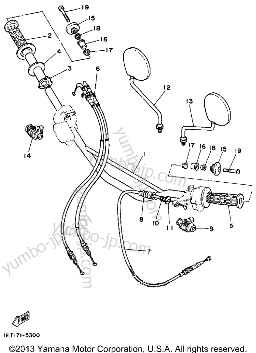 Handlebar - Cable for motorcycles YAMAHA XT350SC CA 1986 year