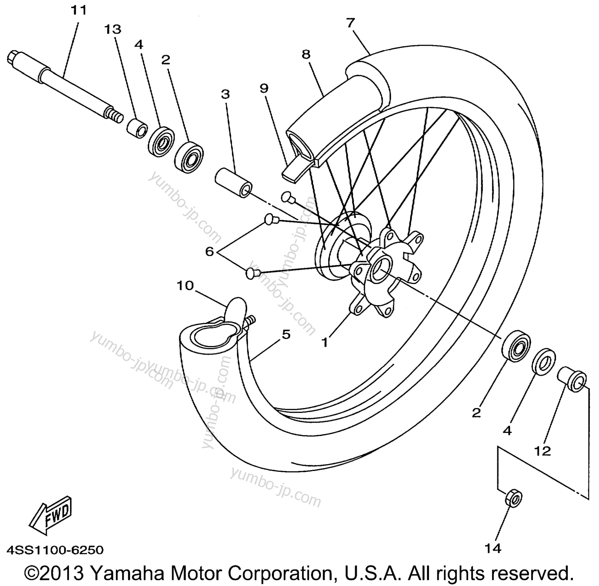 FRONT WHEEL for motorcycles YAMAHA COMPETITION (YZ250L1) 1999 year